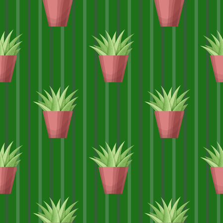 Seamless pattern with succulent. Wallpaper vector illustration.のイラスト素材