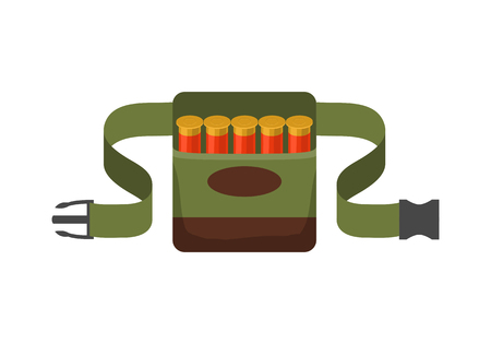 Bandolier on the belt for hunter. Flat vector illustrationのイラスト素材