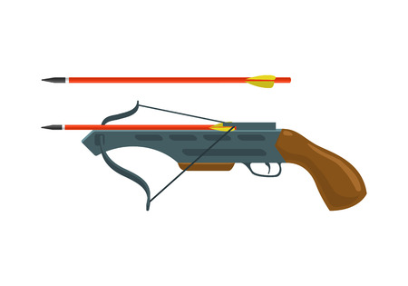 Crossbow with arrow. Arbalest vector illustration isolated on white backgroundのイラスト素材