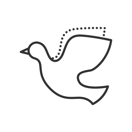 Dove. Vector flat icon. Bird symbol of freedom, peace and love. Thin line style. Outline illustration isolated on white background.のイラスト素材