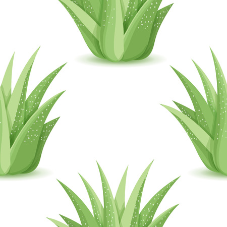 Agave - seamless pattern with desert plants. Nature floral background with green succulent leaf. Wallpaper with plantation of aloe. Vector illustrationのイラスト素材