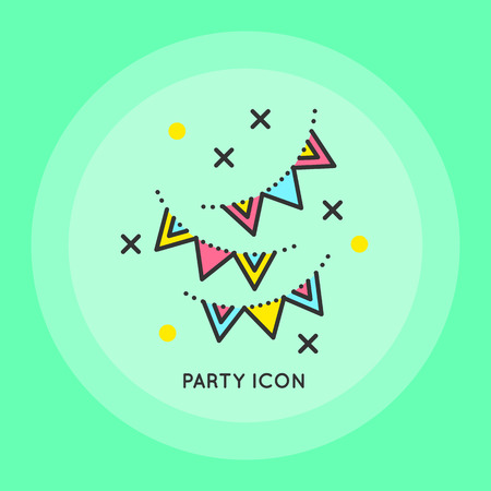 Holiday flags garlands icon. Thin line vector illustrationのイラスト素材