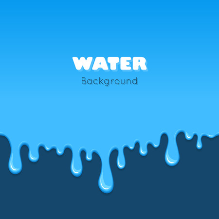 Background of dribble water. Flow of liquid. Blue glossy paint drips and flowing. Vector cartoon illustration. Abstract creative graphic element for your designのイラスト素材