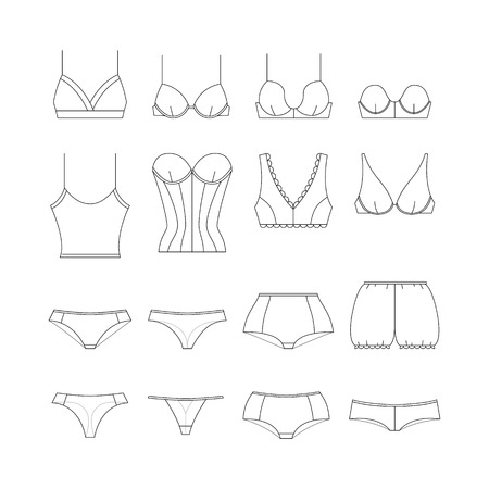 Female lingerie in thin lineの写真素材