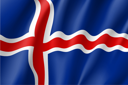 Waving flag of Icelandのイラスト素材