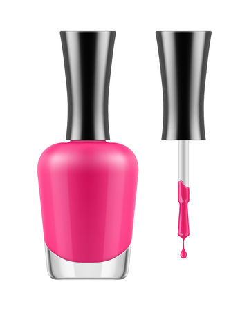 Vector shiny pink nail polish.のイラスト素材