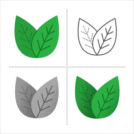 Set of tea leaves iconsのイラスト素材