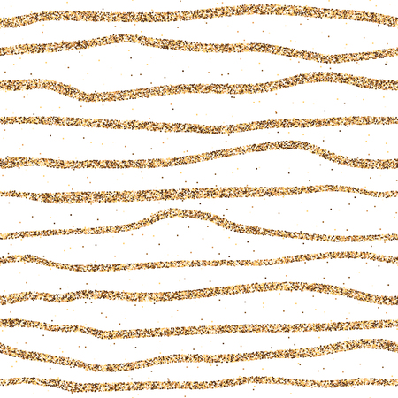 Fashion shiny seamless pattern with gold glitter hand drawn lines. Background with glittering yellow metal stripes. Grunge texture vector backdrop for wrapping, invitation, christmas or birthday cardのイラスト素材