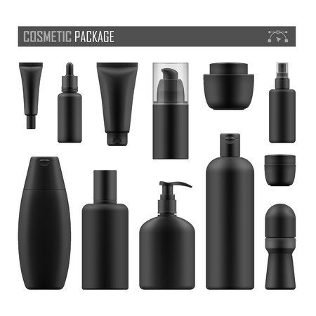 Black packages for luxury cosmetic.のイラスト素材