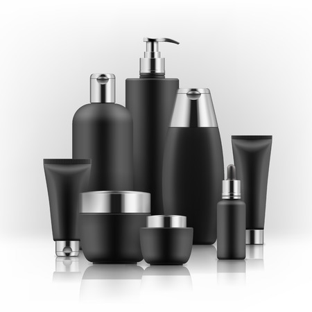 Black and golden cosmetic containers.のイラスト素材