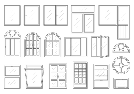Icons set of windows types.のイラスト素材