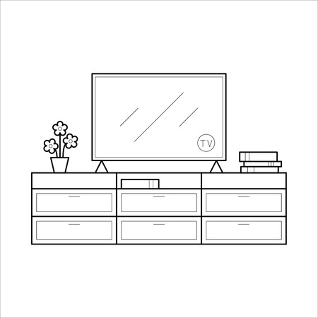 TV bench in thin line.のイラスト素材