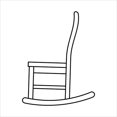 Thin line icon of chair rocking. Simple outline rocking chair on white background.のイラスト素材
