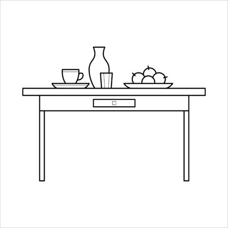 Vector kitchen table with utensilsのイラスト素材