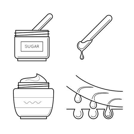 Tools for wax sugaring procedure.のイラスト素材