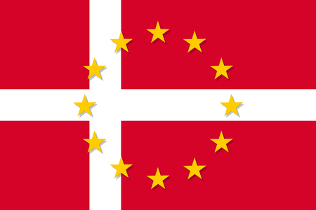 Denmark national flag with a star circle of EUのイラスト素材