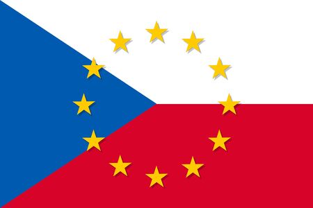 Czech Republic national flag with a circle of EU.のイラスト素材