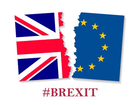 Brexit hashtag two parts of flagsのイラスト素材