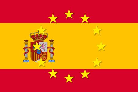 Spain national flag with a star circle of EUのイラスト素材