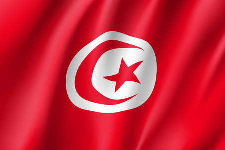 Tunisia realistic flagのイラスト素材