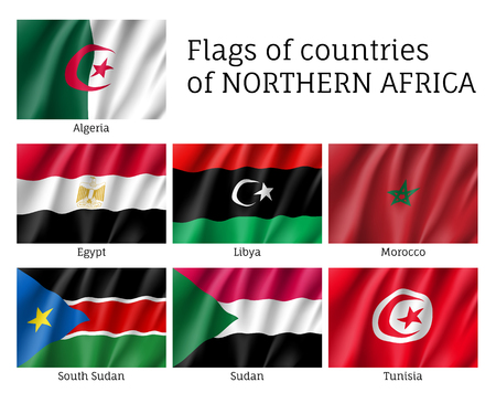 Northern Africa waving flag setのイラスト素材