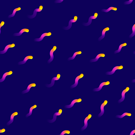 Abstract seamless pattern. Background gradient glowing worms. Blue abstract background with glowing yellow-pink worms gradient for designers and illustrators. Background gradient vector illustrationのイラスト素材