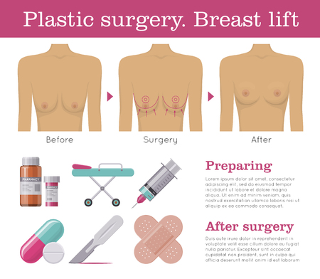 Breast lift plastic surgeryのイラスト素材