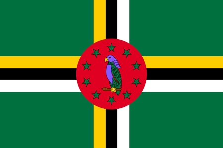 Flag Dominica flat icon. State insignia of the nation in flat style on the entire page. National symbol in the form of a vector illustrationのイラスト素材