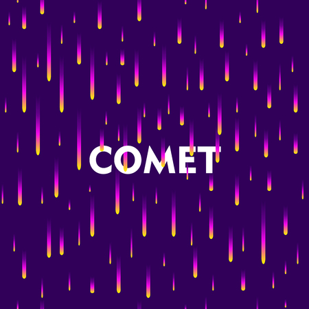 Abstract gradient falling comets. Blue abstract background with falling yellow-red comets gradient for designers and illustrators. Falling comets abstract gradient vector illustrationのイラスト素材