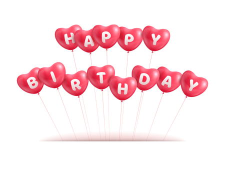 Congratulations happy birthday hearts ballsのイラスト素材