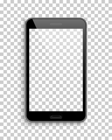 Tablet mockup template transparent background. Modern electronic realistic device with a touch screen, vertical. Vector isolated illustrationのイラスト素材