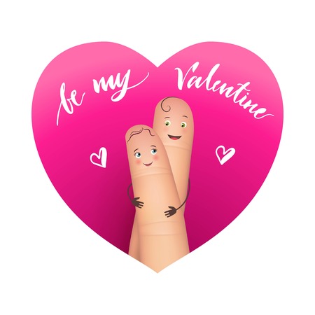 Two fingers couple in heart, isolated on whiteのイラスト素材