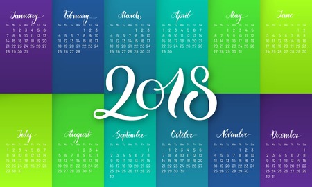 Planner, 2018, gradient background, lettering, flatのイラスト素材