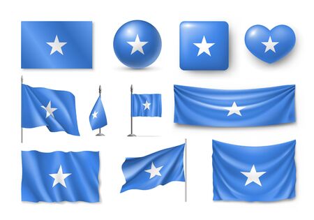 Set Somali flags realistic iconのイラスト素材