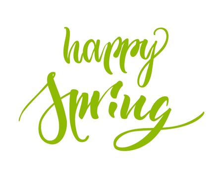 Lettering, happy swing, green, isolatedのイラスト素材