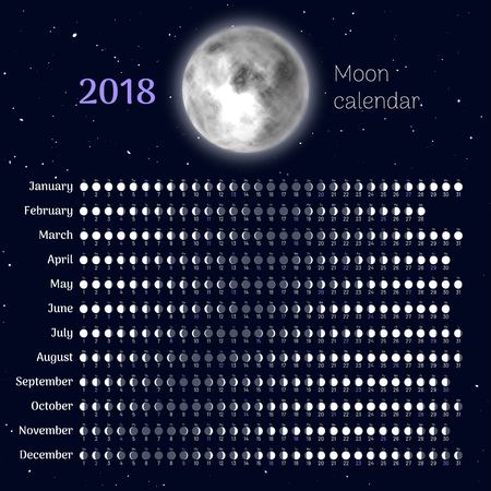 Moon calendar 2018 yearのイラスト素材