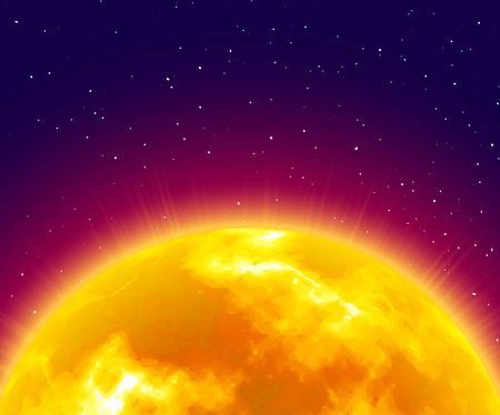 Flaming sunrise, close-up vector illustrationのイラスト素材