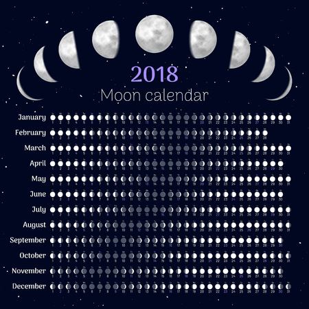 Moon calendar 2018 yearのイラスト素材