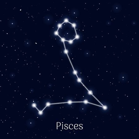 Sign zodiac pisces, night sky background.のイラスト素材