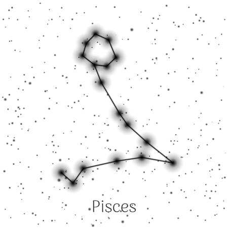 Zodiac sign Pisces on white sky backgroundのイラスト素材