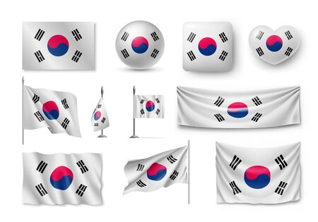 Set South Korea flags. flat iconのイラスト素材