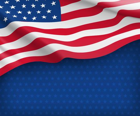 American striped flag on starry blue backgroundのイラスト素材