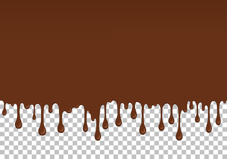 Brown dripping slime seamless pattern. Chocolate background with copy space. Realistic sweet cream isolated element. Flowing melted milk chocolate. Popular kids sensory game vector illustration.のイラスト素材