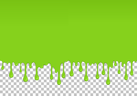 Light green dripping slime seamless pattern. Zombie slime background. Kids sensory toy vector illustration. Realistic oozing slime isolated element. Flowing lime sticky liquid. Paint drops and blots.のイラスト素材