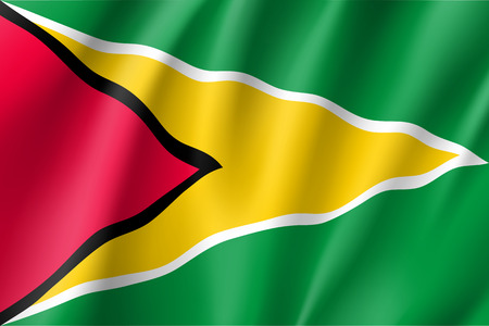 Republic Guyana national flag. Patriotic symbol in official country colors. Illustration of South America state realistic flag. Vector iconのイラスト素材