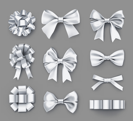 Pretty white gift bows with ribbonsのイラスト素材