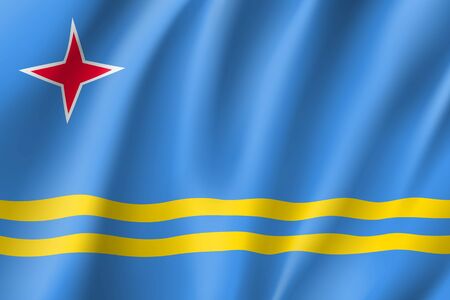 National flag of Aruba island in Caribbean seaのイラスト素材