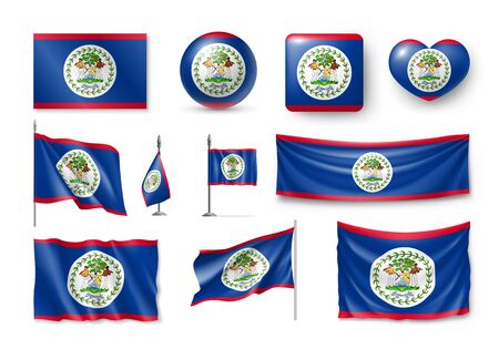 Various flags of Belize independent countryのイラスト素材