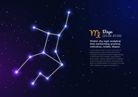 Virgo zodiacal constellation with bright starsのイラスト素材