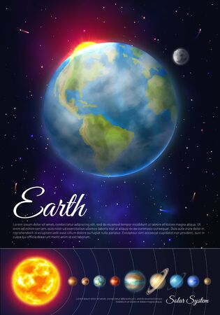 Earth planet colorful poster with solar systemのイラスト素材